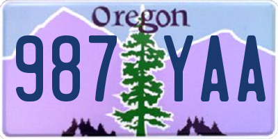 OR license plate 987YAA