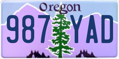 OR license plate 987YAD