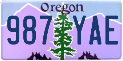 OR license plate 987YAE