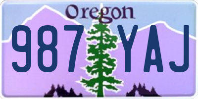 OR license plate 987YAJ