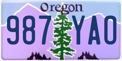 OR license plate 987YAO