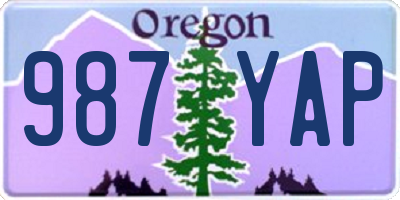 OR license plate 987YAP