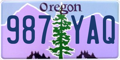 OR license plate 987YAQ