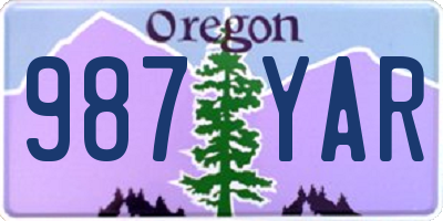 OR license plate 987YAR