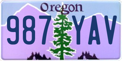 OR license plate 987YAV