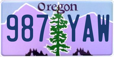 OR license plate 987YAW