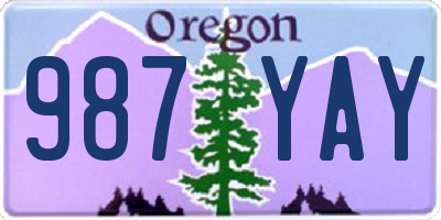 OR license plate 987YAY