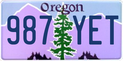 OR license plate 987YET