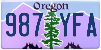 OR license plate 987YFA
