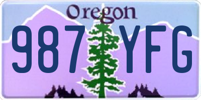 OR license plate 987YFG