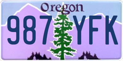 OR license plate 987YFK