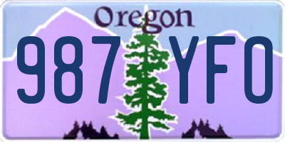 OR license plate 987YFO