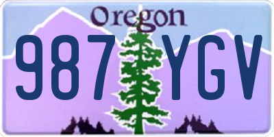 OR license plate 987YGV