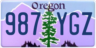OR license plate 987YGZ