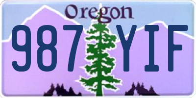 OR license plate 987YIF