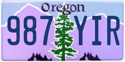 OR license plate 987YIR