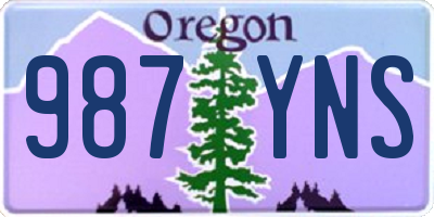 OR license plate 987YNS