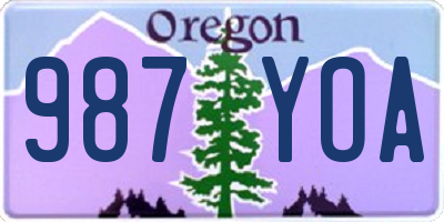 OR license plate 987YOA