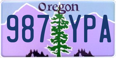 OR license plate 987YPA