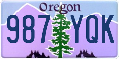 OR license plate 987YQK