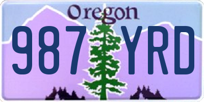 OR license plate 987YRD