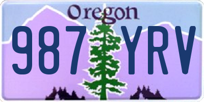OR license plate 987YRV
