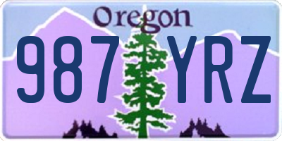 OR license plate 987YRZ