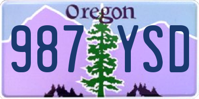 OR license plate 987YSD