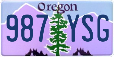 OR license plate 987YSG