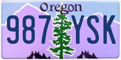 OR license plate 987YSK