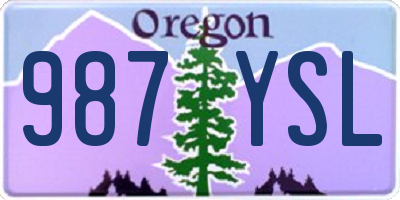 OR license plate 987YSL