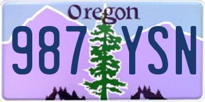 OR license plate 987YSN