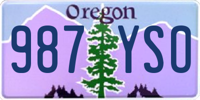 OR license plate 987YSO