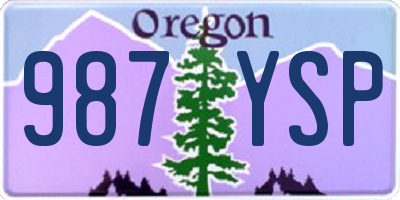 OR license plate 987YSP