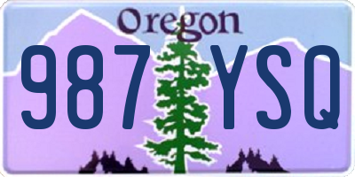 OR license plate 987YSQ