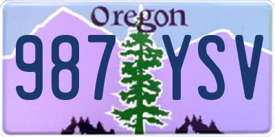 OR license plate 987YSV