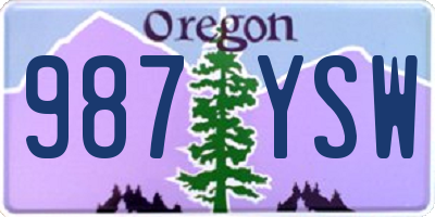 OR license plate 987YSW