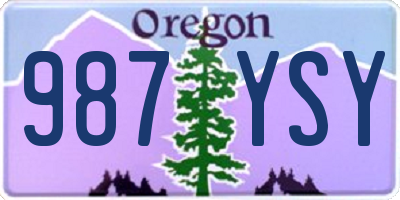 OR license plate 987YSY