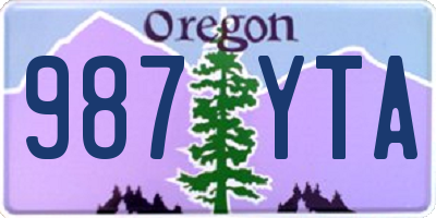 OR license plate 987YTA