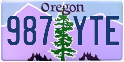 OR license plate 987YTE