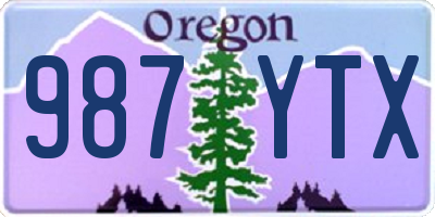 OR license plate 987YTX