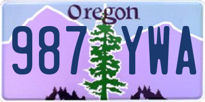 OR license plate 987YWA