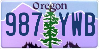 OR license plate 987YWB