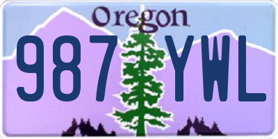 OR license plate 987YWL