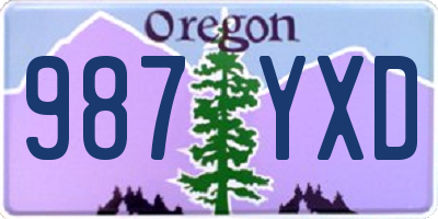 OR license plate 987YXD