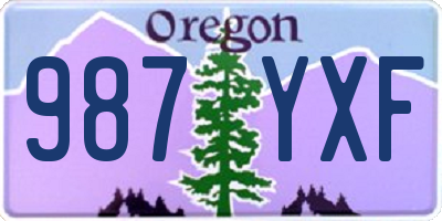 OR license plate 987YXF