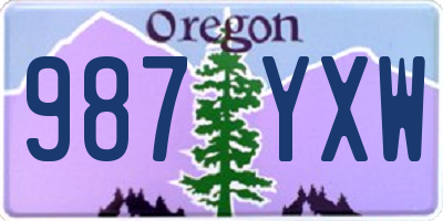 OR license plate 987YXW