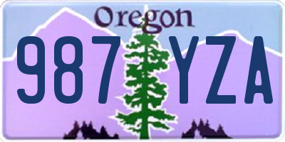 OR license plate 987YZA