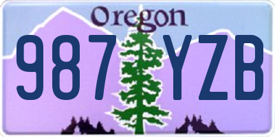 OR license plate 987YZB