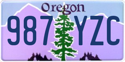 OR license plate 987YZC